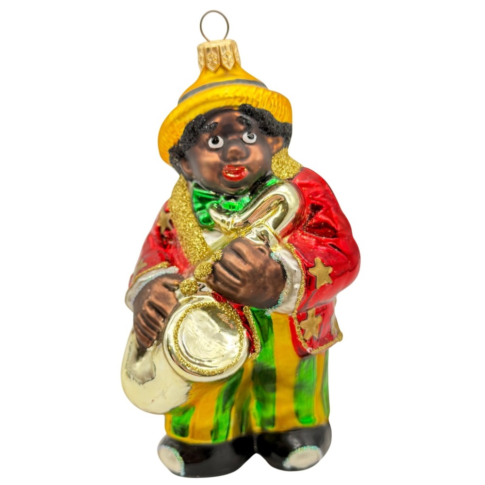Glass Jazz Saxophone Player Musician Christmas Ornament Red Gold